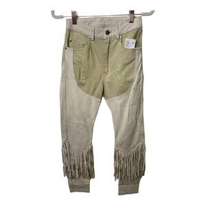 Understated Leather Cowboy Fringe Leather Pants Western Festival Country Boho XS